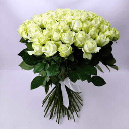 101 біла троянда 80 см "Аваланч"