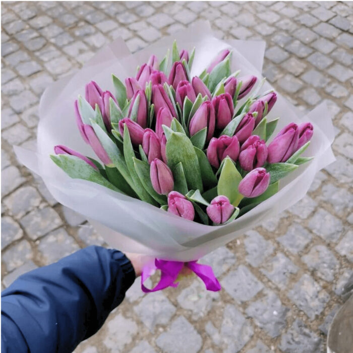 35 фіолетових тюльпанів
