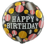 Фольгована кулька “Happy Birthday” чорна