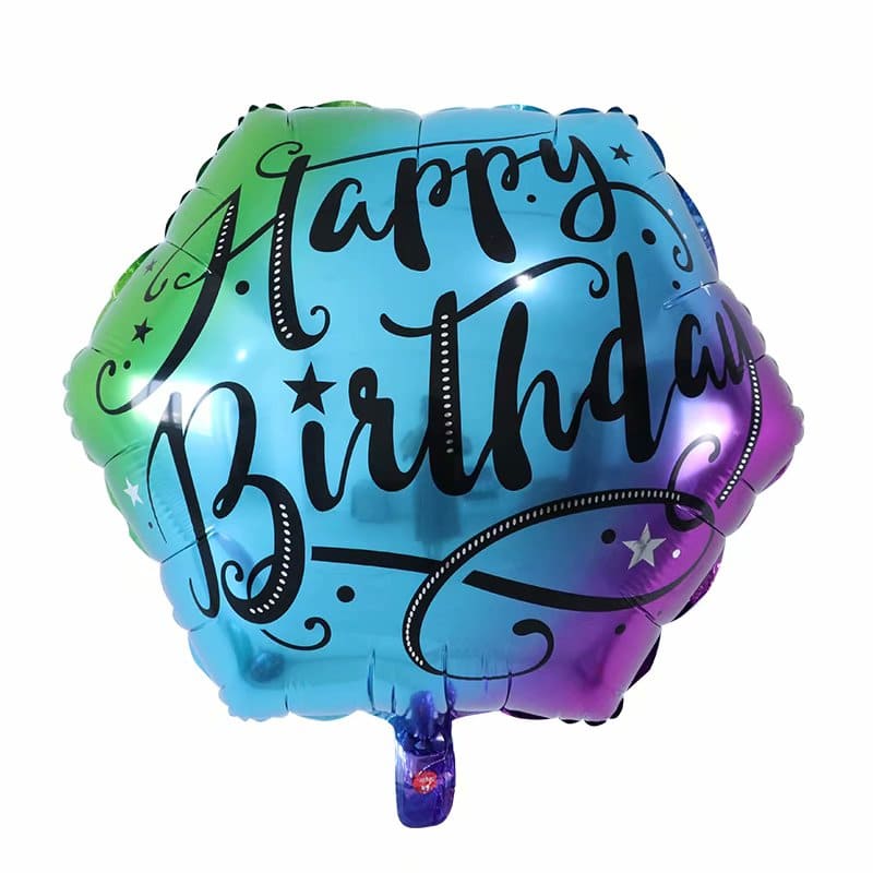 Фольгована кулька шестикутник "Happy Birthday"