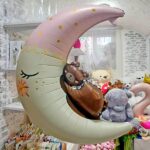 Фольгована кулька “Ведмедик на місяці” рожева