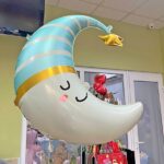 Фольгована кулька “Місяць в шапочці” блакитна
