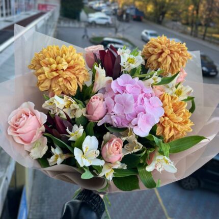 Мікс гортензія, хризантема