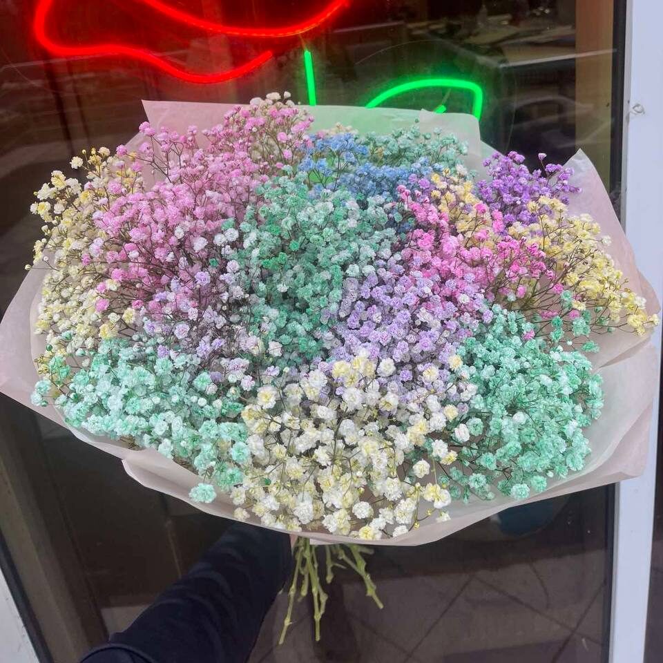 Букет гіпсофіл Кольоровий букет висушених квітів